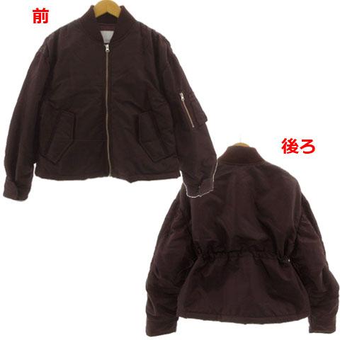 【中古】未使用品 COLLAGE GALLARDAGALANTE ジャケット MA-1タイプ バックドローコード 中綿入り エンジ F