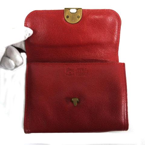 【中古】イルビゾンテ IL BISONTE ポシェット ミニショルダーバッグ レザー レッド 赤 レディース 中古】イルビゾンテ IL BISONTE ポシェット ミニショルダーバッグ