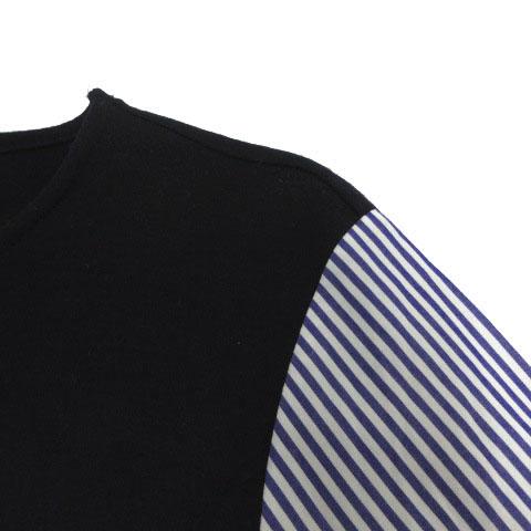 【中古】ズッカ zucca プルオーバー縛 衣装 ZU91FH182 長袖 ミモレ丈 日本製 綿織物 縞模様 紺 白 M