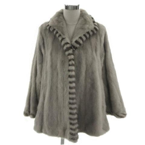 【中古】ファーグリーゼ Fur Griser サファイアミンク 毛皮 ハーフコート グレージュ ブラウン 茶 11 レディース