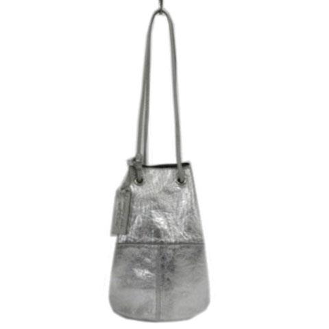 【中古】マルコマージ MARCO MASI 巾着ハンドバッグ 肩がけ レザー 牛革 SILVER チャーム レディース