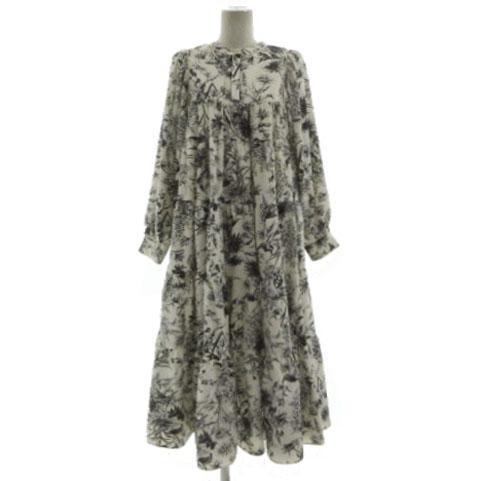 【中古】ウィルフリー willfully tiered various print stand collar OP 2322-OP-08 ワンピース 花柄 アイボリー F