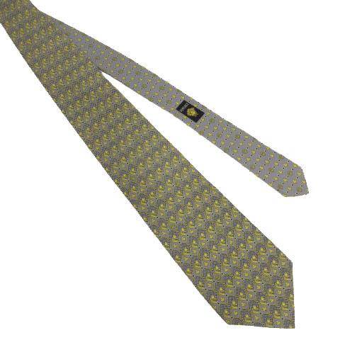 VERSACE ヴェルサーチ ネクタイ チェック柄 無地 バイカラー グレー ジャンニヴェルサーチGIANNI VERSACE バロッコブロックチェック