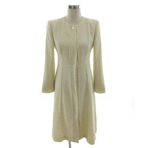 【中古】フェンディ FENDI コート ヴィンテージ ノーカラー イタリア製 ウール アイボリー 42 レディース