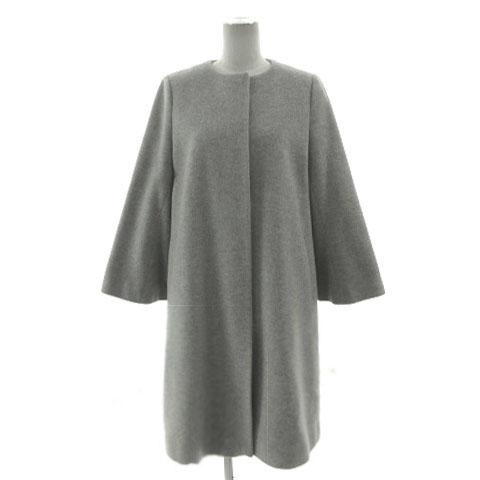 【中古】ユナイテッドアローズ UNITED ARROWS UBCB ノーカラー ベルスリーブ コート 15251473553 起毛 グレー 38