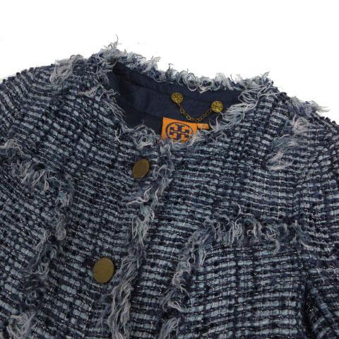 中古】トリーバーチ TORY BURCH ツイードノーカラージャケット