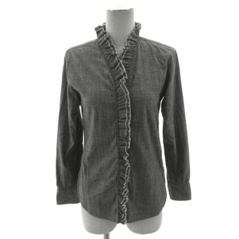 【中古】イザベル マラン エトワール ISABEL MARANT ETOILE シャツ フリルネック V襟 立ち襟 フリル 長袖 グレー 34