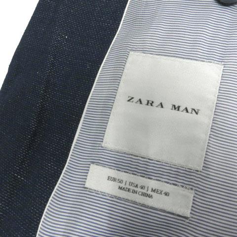 ザラマン ZARAMAN メンズ テーラードジャケット ネイビー ピンバッジ S 驚異のXXLザラマン ZARA MAN テーラードジャケット ヘリンボーン