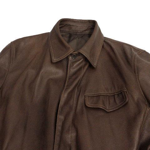 【中古】タケオキクチ TAKEO KIKUCHI レザーハーフコート JC070-57901JI ステンカラー 牛革 ブラウン 茶 3 メンズ_1