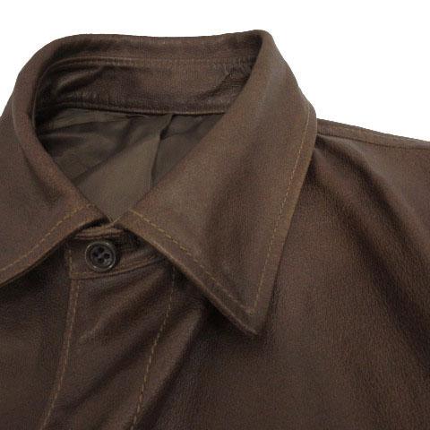 【中古】タケオキクチ TAKEO KIKUCHI レザーハーフコート JC070-57901JI ステンカラー 牛革 ブラウン 茶 3 メンズ_2