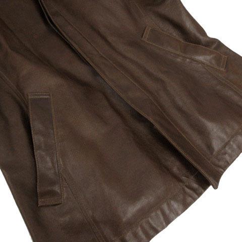 【中古】タケオキクチ TAKEO KIKUCHI レザーハーフコート JC070-57901JI ステンカラー 牛革 ブラウン 茶 3 メンズ_5
