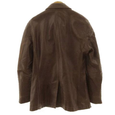 【中古】タケオキクチ TAKEO KIKUCHI レザーハーフコート JC070-57901JI ステンカラー 牛革 ブラウン 茶 3 メンズ_6