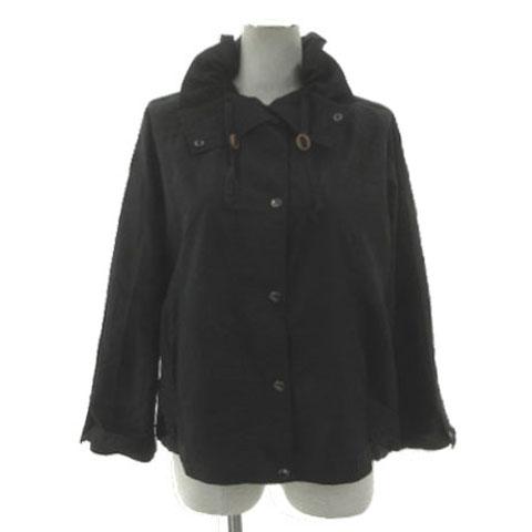 【中古】トランク ヒロココシノ TRUNK HIROKO KOSHINO ジャケット スタンドカラー ネックドローコード ブラック 黒 38
