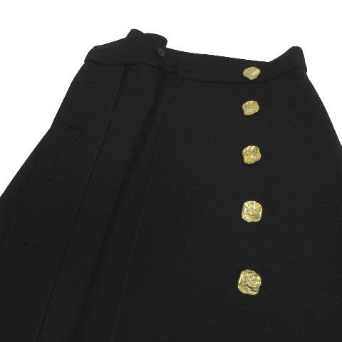 【中古】エスカーダ ESCADA 装飾ボタンダウン ラップスカート 台形 ミモレ丈 ブラック 黒 ゴールド 34 レディース 中古】エスカーダ ESCADA 装飾ボタンダウン ラップスカート 台形