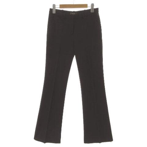 【中古】ヴェルサーチ ヴェルサーチェ VERSACE パンツ 裾フレア ストレッチ イタリア製 エンジ系 エンジブラウン 38