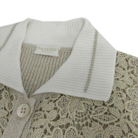 中古】ヴァレンティノ VALENTINO 襟付きニットシャツ カーディガン 花