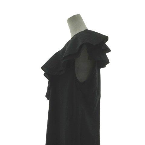 【中古】ウィムガゼット Whim Gazette ネックフリルワンピース WGZ1021409A0014 ロング丈 コットン ブラック F