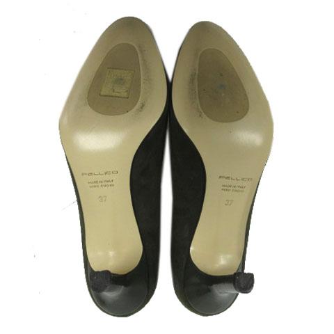 【中古】未使用品 ペリーコ PELLICO パンプス アーモンドトゥ スウェード イタリア製 グリーン系 深緑 37 レディース 中古】未使用品 ペリーコ PELLICO パンプス アーモンドトゥ スウェード