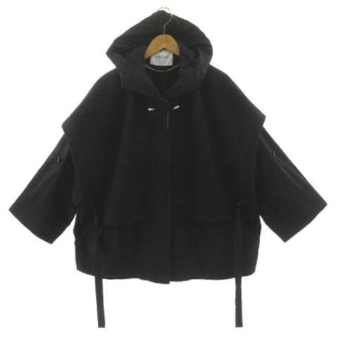 【中古】ラリアムー Lallia Mu ドッキングジャケット 2213155 フーディー レイヤード風 長袖 リボン ブラック 黒 38