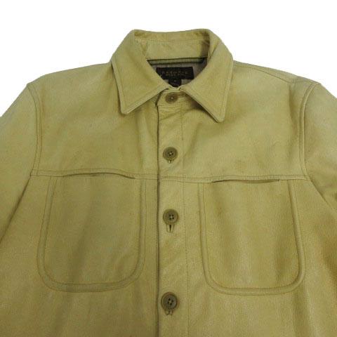 【中古】ラッドメス メンズビギ RADMESS MEN'S BIGI レザーシャツジャケット 牛革 カーキ系 カーキベージュ M_1