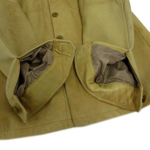 【中古】ラッドメス メンズビギ RADMESS MEN'S BIGI レザーシャツジャケット 牛革 カーキ系 カーキベージュ M_5