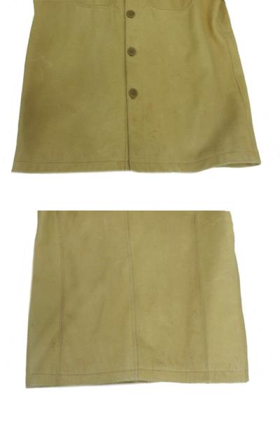 【中古】ラッドメス メンズビギ RADMESS MEN'S BIGI レザーシャツジャケット 牛革 カーキ系 カーキベージュ M_7