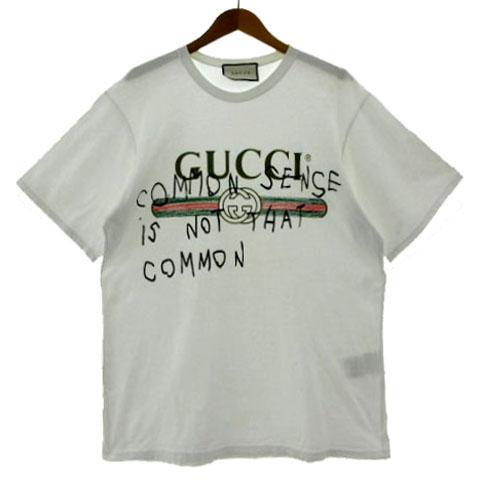 【中古】グッチ GUCCI Tシャツ ココキャピタン 丸首 プリント 半袖 コットン ホワイト 白 L メンズ