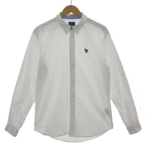 【中古】ポールスミス PAUL SMITH ボタンダウンシャツ PY-WR-49392 Sports Stripe Zebra シマウマ 長袖 ホワイト XL