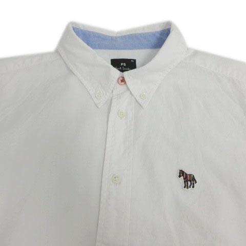 【中古】ポールスミス PAUL SMITH ボタンダウンシャツ PY-WR-49392 Sports Stripe Zebra シマウマ 長袖 ホワイト XL_1