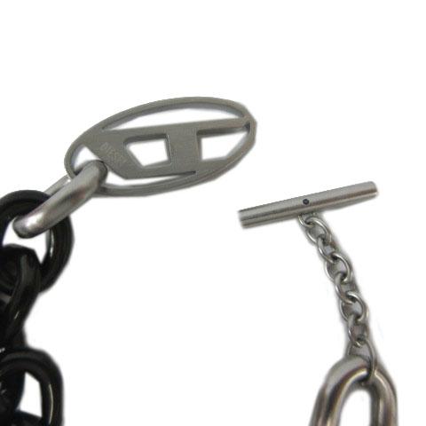 【中古】未使用品 DIESEL ブレスレット DX1531 Two-Tone Stainless Steel チェーン シルバー×ブラック ツートーン_2