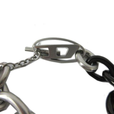 【中古】未使用品 DIESEL ブレスレット DX1531 Two-Tone Stainless Steel チェーン シルバー×ブラック ツートーン_3