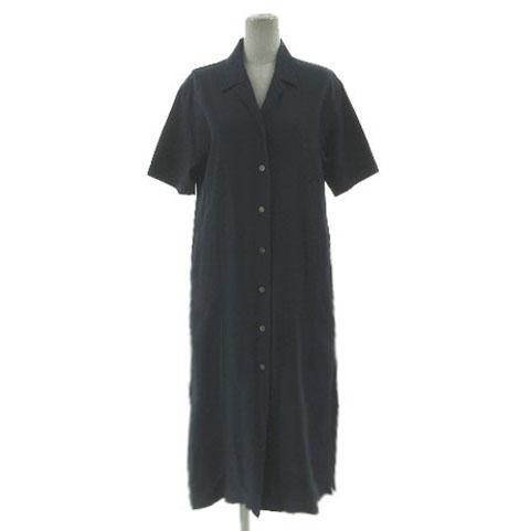 【中古】スティーブンアラン Steven Alan OPEN COLLAR SHIRT DRESS 8226-199-0408 ロング丈 ネイビー 紺 M レディース