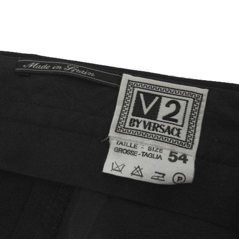 【中古】ヴェルサーチ V2 by VERSACE パンツ スラックス タック 裾ダブル ウール ブラック 黒 54 大きいサイズ メンズ_7