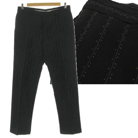 【中古】ヴェルサーチクラシック VERSACE CLASSIC パンツ スラックス ウール混 柄ストライプ ブラック 黒 グレー 52