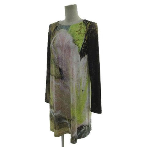 【中古】HIROKO KOSHINO アートプリントチュニック RHPCX-01390 日本製 ストレッチ 転写プリント マルチカラー 38_5