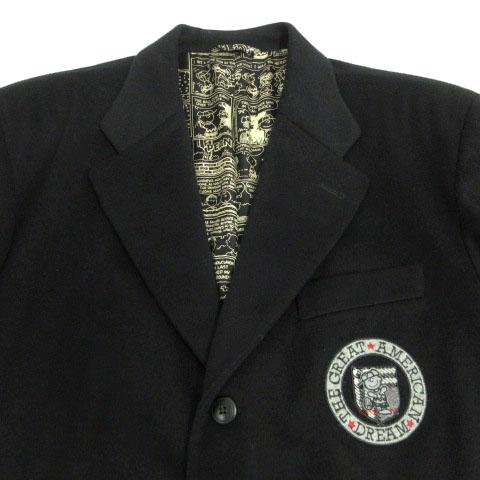 【中古】アイスバーグ ICEBERG×ピーナッツ PEANUTS ジャケット チャーリーブラウン ワッペン 伊製 起毛 ブラック 52_1