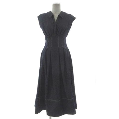 【中古】ハーリップトゥ Her Lip to Montecristo French Sleeve Dress ワンピース 1243305016 ロング丈 ネイビー S