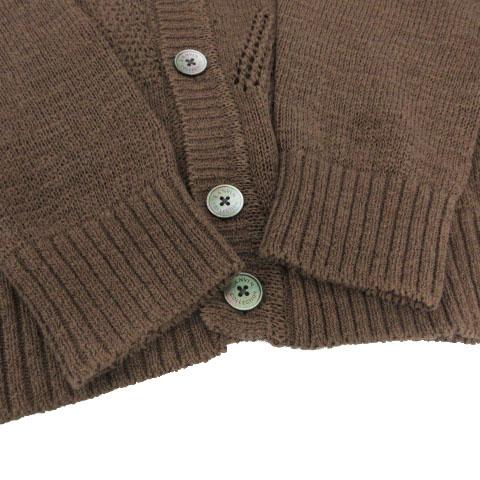 【中古】ランバンコレクション LANVIN COLLECTION 透け編みリネンブレンドニットカーディガン LA-NK-77220 ブラウン L