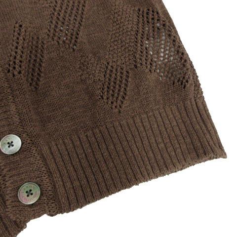 【中古】ランバンコレクション LANVIN COLLECTION 透け編みリネンブレンドニットカーディガン LA-NK-77220 ブラウン L