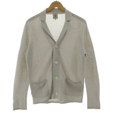 【中古】ジェイプレス J.PRESS リネンアンカーニットジャケット カーディガン リネン混  グレージュ L メンズ