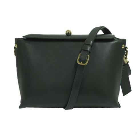 【中古】ポティオール POTIOR PICK MINI ISO-0148 ショルダーバッグ チャーム イタリア製レザー グリーン系 深緑