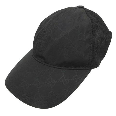 【中古】グッチ GUCCI GG柄ナイロンメッシュキャップ イタリア製 ブラック 黒 XL 60 メンズ レディース