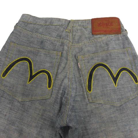 【中古】エヴィス EVISU 希少 レア 0454 ジーンズ インサイドアウト 裏返しデザイン セルビッチ インディゴ 30_6