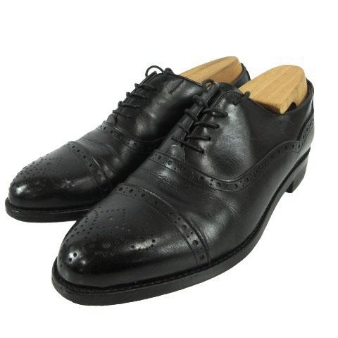 【中古】イヴサンローラン YVES SAINT LAURENT メダリオン ストレートチップ ビジネスシューズ レザー ブラック 25.5