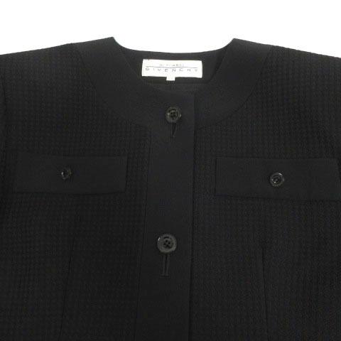 【中古】GIVENCHY ブラックフォーマル ワンピーススーツ 格子柄クロップドノーカラージャケット ワンピース 12_2