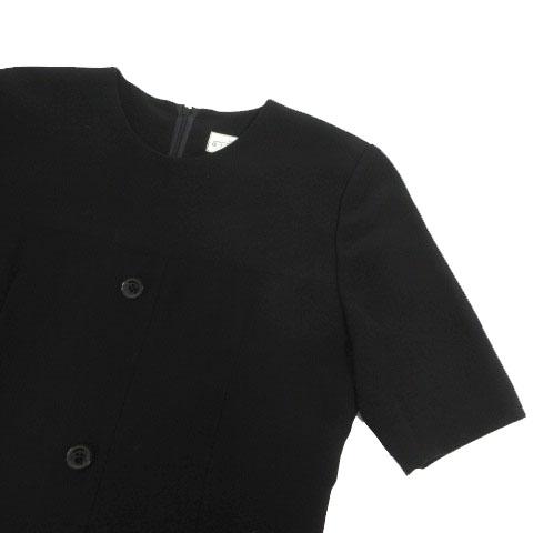 【中古】GIVENCHY ブラックフォーマル ワンピーススーツ 格子柄クロップドノーカラージャケット ワンピース 12_6