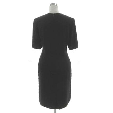 【中古】GIVENCHY ブラックフォーマル ワンピーススーツ 格子柄クロップドノーカラージャケット ワンピース 12_7