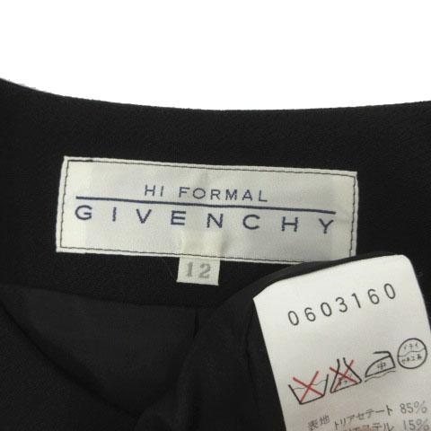 【中古】GIVENCHY ブラックフォーマル ワンピーススーツ 格子柄クロップドノーカラージャケット ワンピース 12_8