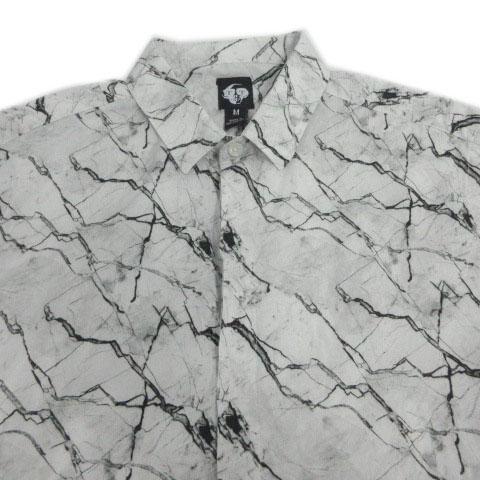 【中古】ツイステッド テイラー Twisted Tailor マーブル柄シャツ 長袖 コットン ホワイト ブラック グレー M メンズ_1