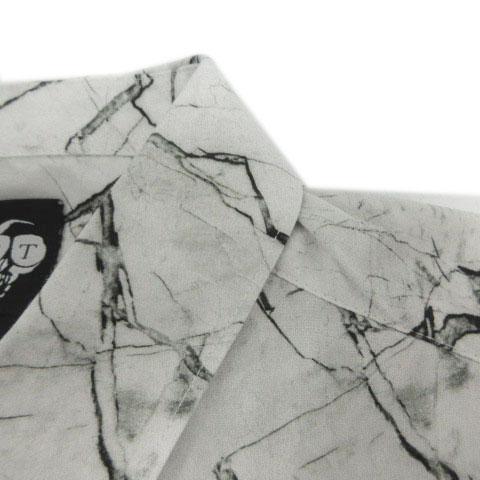 【中古】ツイステッド テイラー Twisted Tailor マーブル柄シャツ 長袖 コットン ホワイト ブラック グレー M メンズ_2